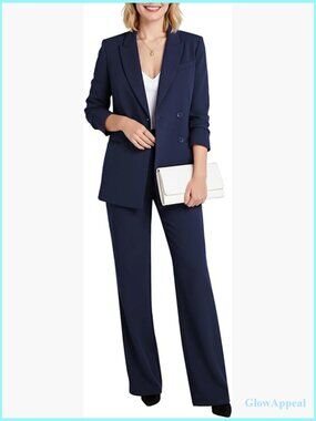 Women's 2 Piece Business Casual Suit Set Blazer Wide Leg Pants
